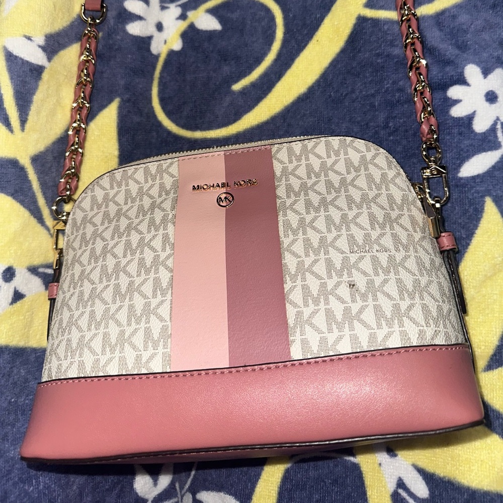 Michael Kors Pink and Cream Crossbody Bag